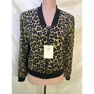 NWT Stella & Dot Reversible Leopard Animal Print Bomber Track Jacket, Size S